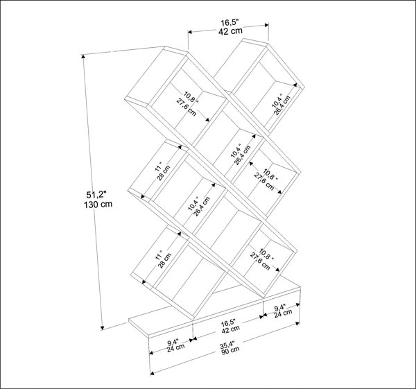 17 Stories JamesThomas 130cm H x 90cm W Geometric Bookcase Wayfair.ie